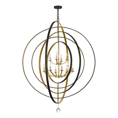Crystorama Luna 12 Light Bronze & Gold Chandelier 590-EB-GA